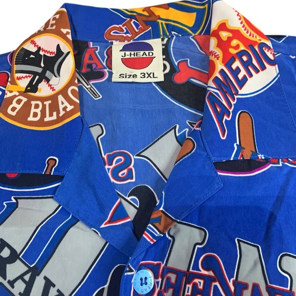 RARE Vintage J Head Men Negro League Baseball All Over Print Hawaiian Shirt 3XL - Picture 4 of 8